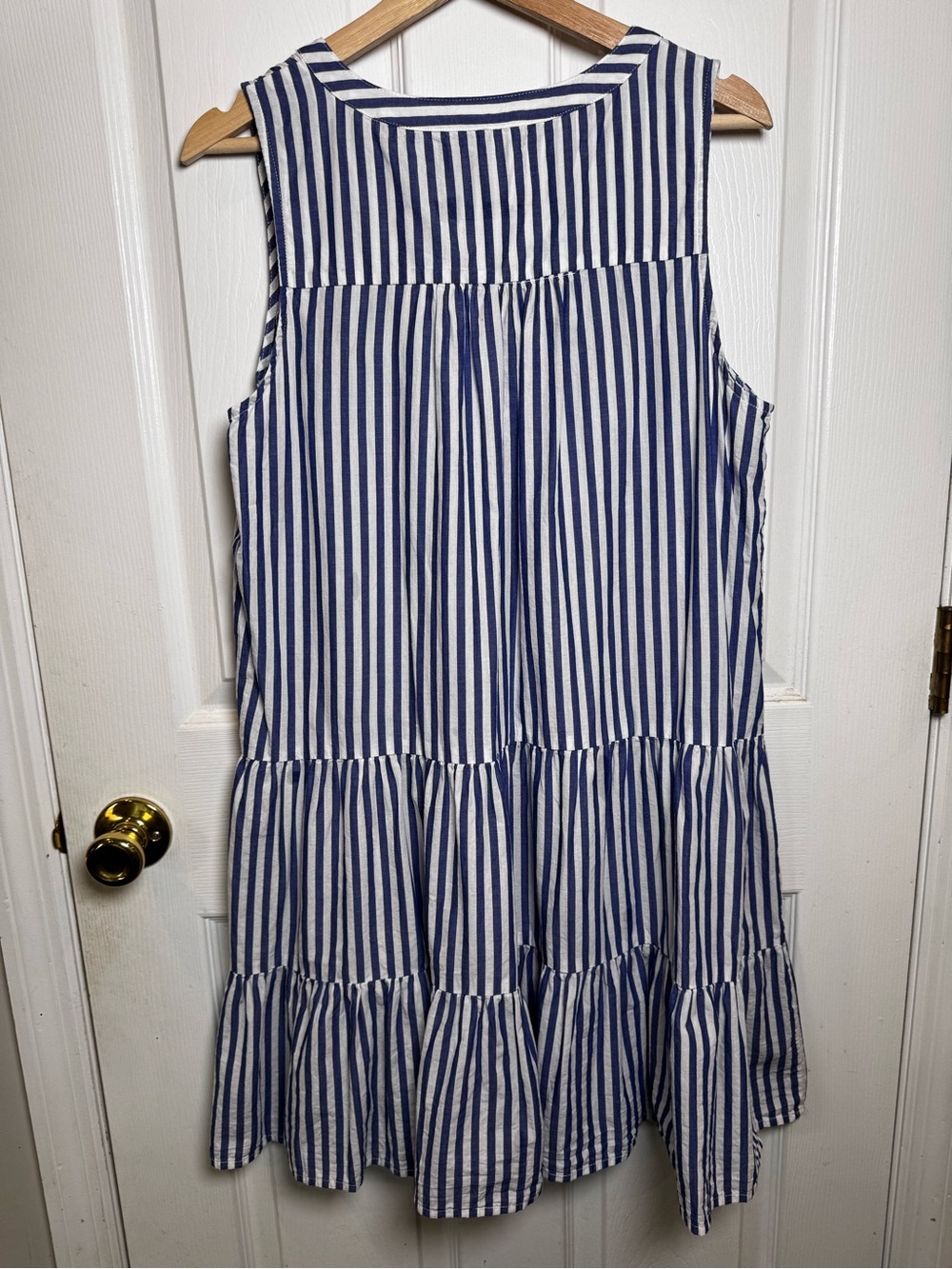 Pomander Place Tuckernuck XL Blue White Stripe Tiered Mini Dress Coastal Coverup - Picture 10 of 10
